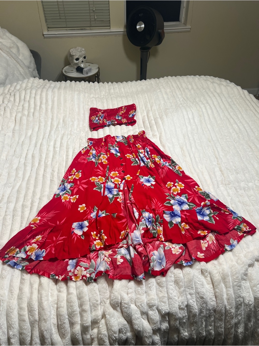 Red Floral Two-Piece one size Dress Set